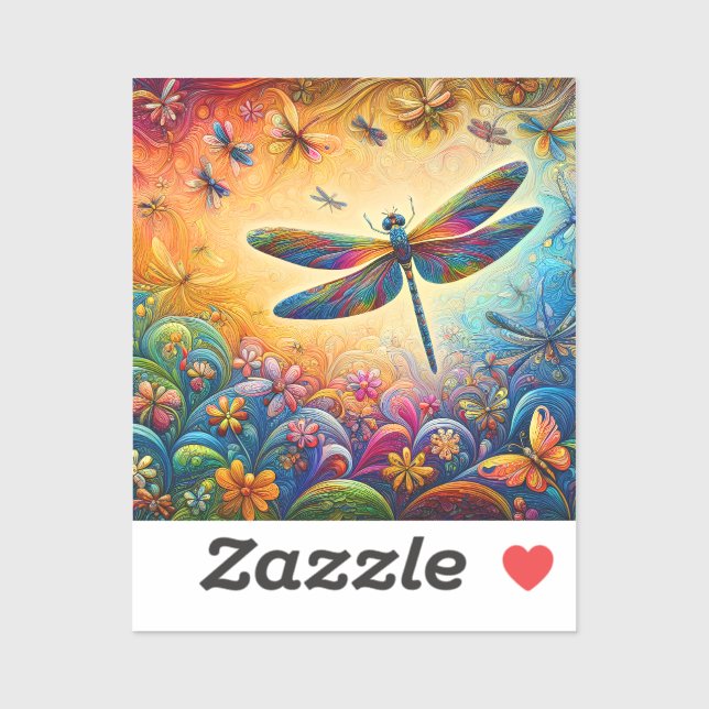 Pegatina El viaje de la libélula (Hoja)