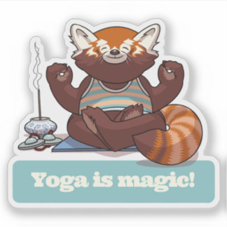 Pegatina El Yoga de Panda Rojo es Mágico! Arte de Meditació