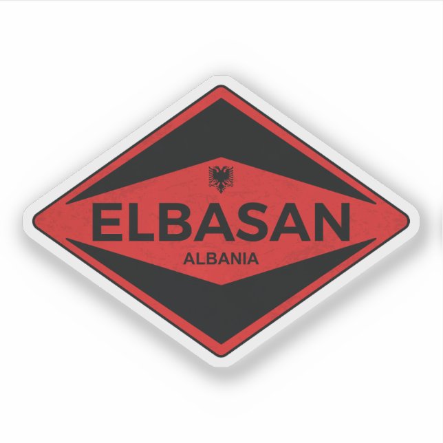 Pegatina Elbasan Albania Vintage (Anverso)