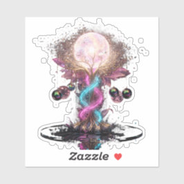 Pegatina Electric Blue Neon Blossom Transparent Sticker