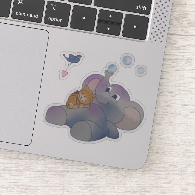 Pegatina Elefant und Kätzchen Aufkleber (Detalle)