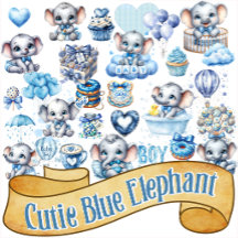 Elefante Azul Adorable - Maní Pequeño