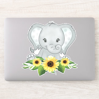 Pegatina Elefante Bebé En Los Girasoles