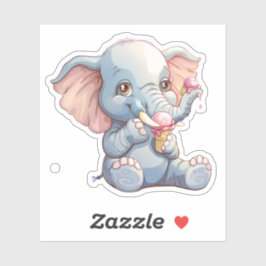 Pegatina Elefante comiendo helado