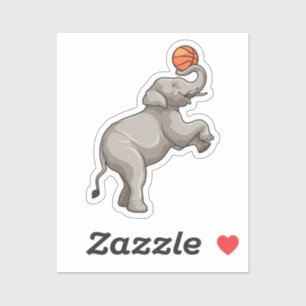 Pegatina Elefante con baloncesto