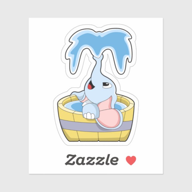 Pegatina Elefante con bañera llena de agua (Hoja)