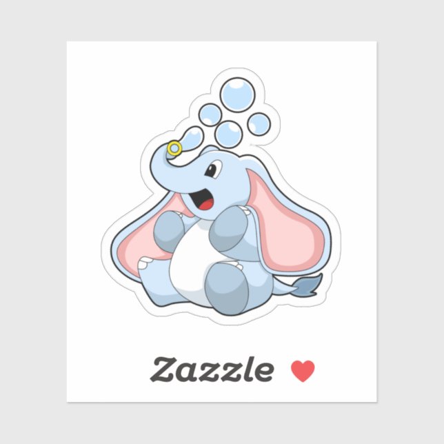 Pegatina Elefante con burbujas de agua (Hoja)