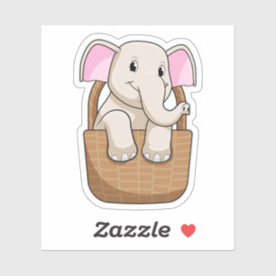 Pegatina Elefante con cesta