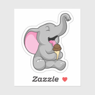 Pegatina Elefante con helado de chocolate