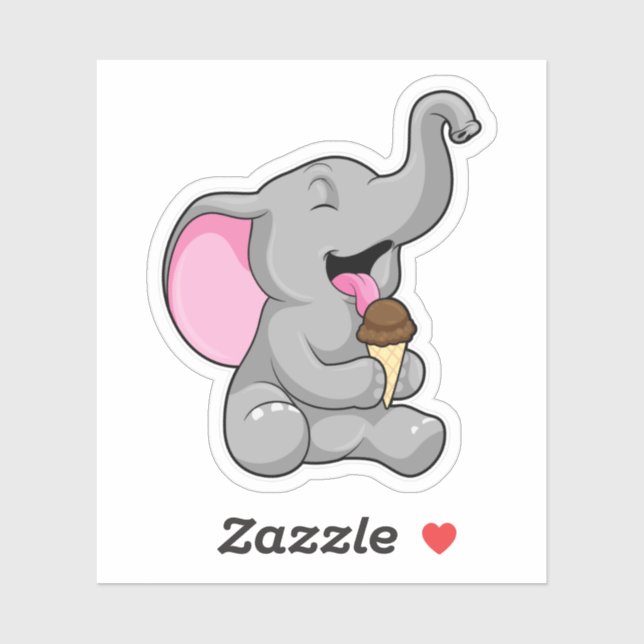 Pegatina Elefante con helado de chocolate (Hoja)