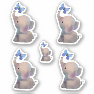 Pegatina Elefante con mariposa