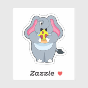 Pegatina Elefante con pizza