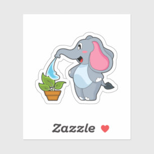 Pegatina Elefante con planta