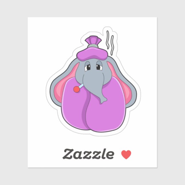 Pegatina Elefante con termómetro de Fiebre (Hoja)