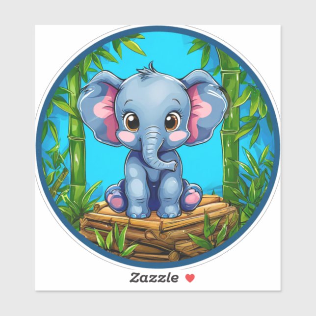 Pegatina Elefante de Dibujos Animados (Hoja)