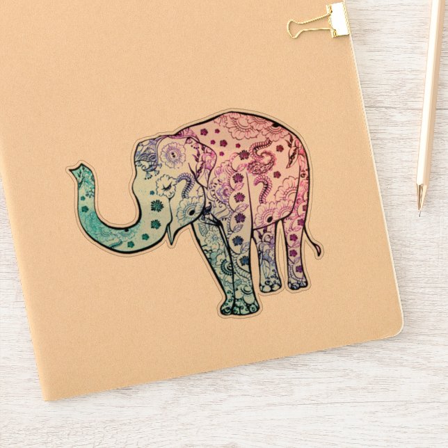 Pegatina Elefante de Mandala (Cuaderno)