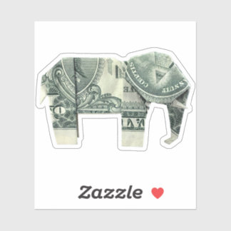 Pegatina Elefante de Origami de Dinero