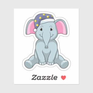 Pegatina Elefante durmiendo con gorra nocturna