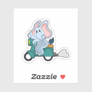 Pegatina Elefante en bicicleta con Scooter