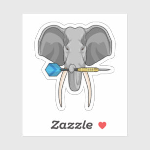 Pegatina Elefante en Darts con Dart