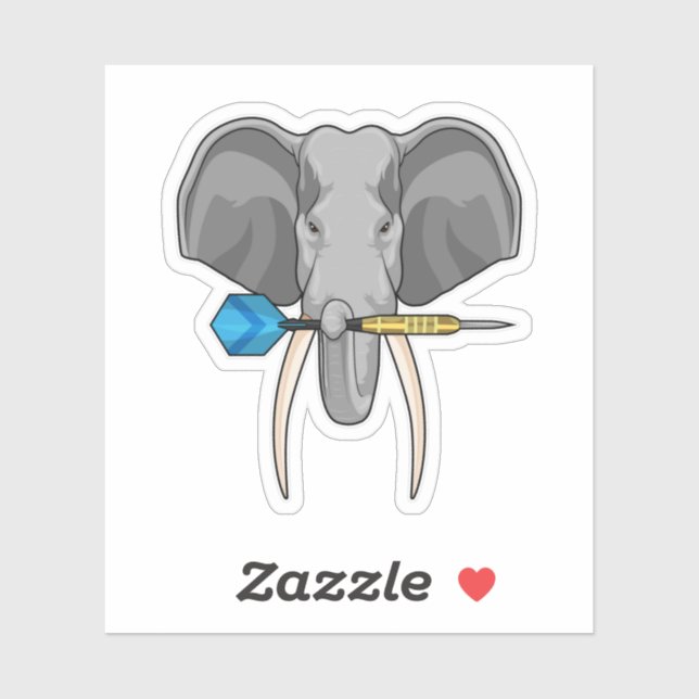 Pegatina Elefante en Darts con Dart (Hoja)