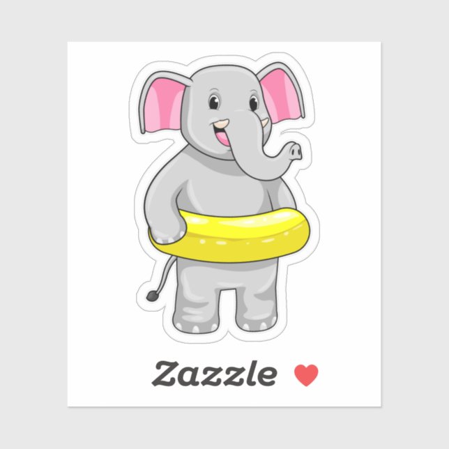 Pegatina Elefante en el baño con la vida (Hoja)