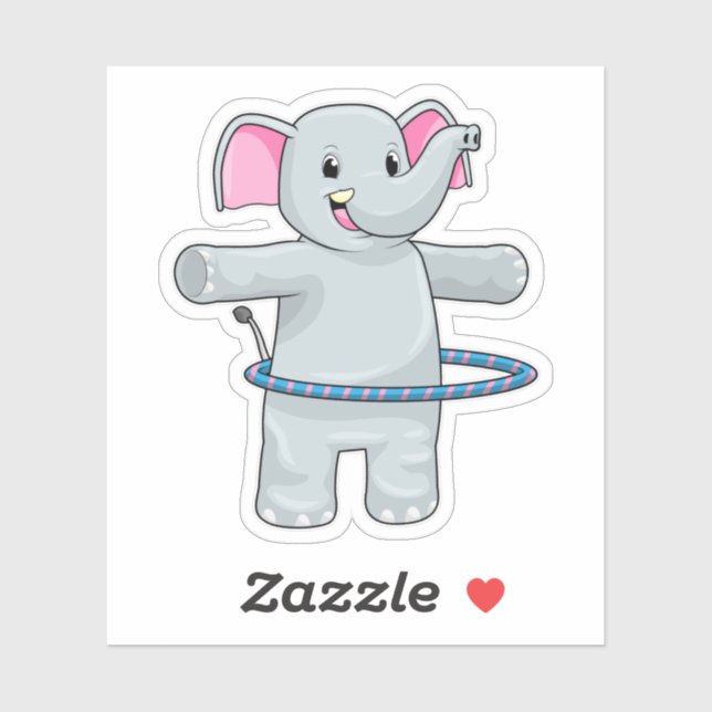 Pegatina Elefante en el deporte con neumáticos Fitness (Hoja)