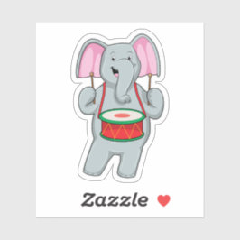 Pegatina Elefante en la música con tambor