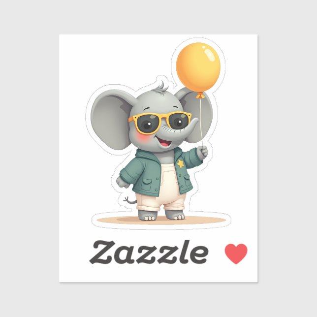 Pegatina Elefante Fiesta alegre | Amigo de la celebración d (Hoja)