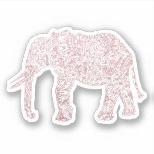 Pegatina Elefante floral del purpurina color de rosa bonito