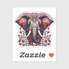 Pegatina Elefante Floral Majestuoso - Sticker Tribal Boho