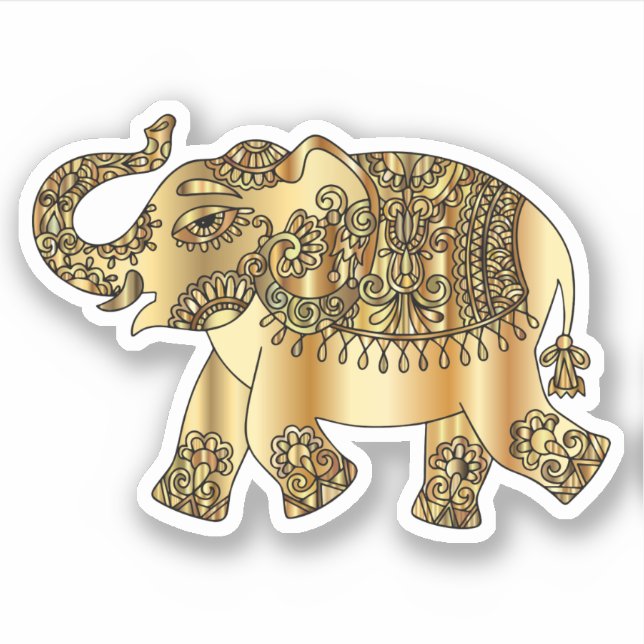 Pegatina Elefante indio de oro (Anverso)