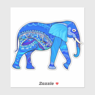 Pegatina Elefante indio en un patrón árabe azul