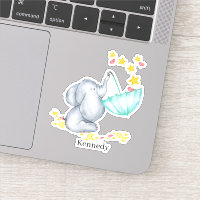 Elefante Infantil Cute Cae Estrellas Vinyl