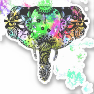 Pegatina Elefante mandala tie dye
