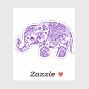Pegatina Elefante paisley púrpura