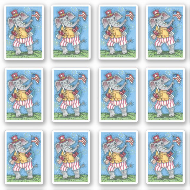 PEGATINA ELEFANTE PATRIÓTICO CUIDADO ONDEANDO LA BANDERA ES (Anverso)