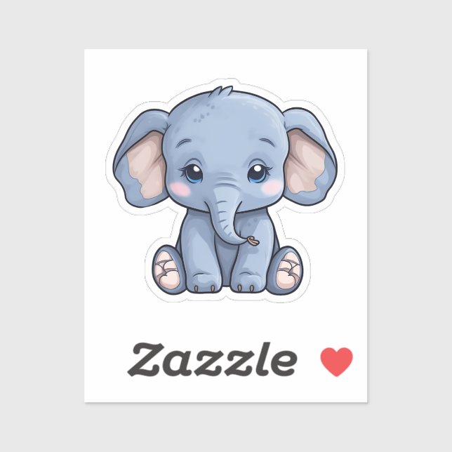Pegatina elefante personalizado (Hoja)