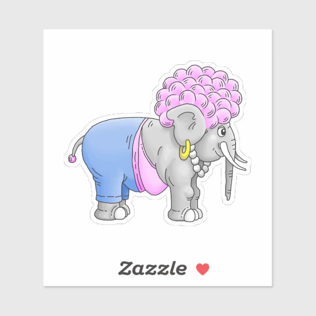 Pegatina Elefante rizado lindo (Hoja)