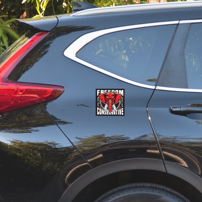 Pegatina Elefante Rojo | Conservador de la libertad de fami (Parte trasera del coche)
