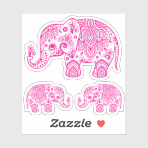 Pegatina Elefante rosa con músculo picante