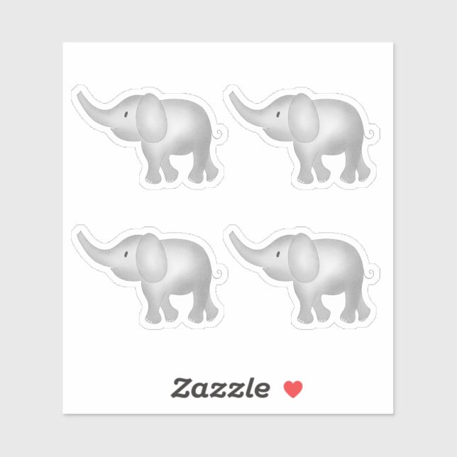 Pegatina Elefantes acuáticos Adorables de 4 niños (Hoja)