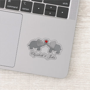 Pegatina Elefantes Adorables Enamorados - Personalizado