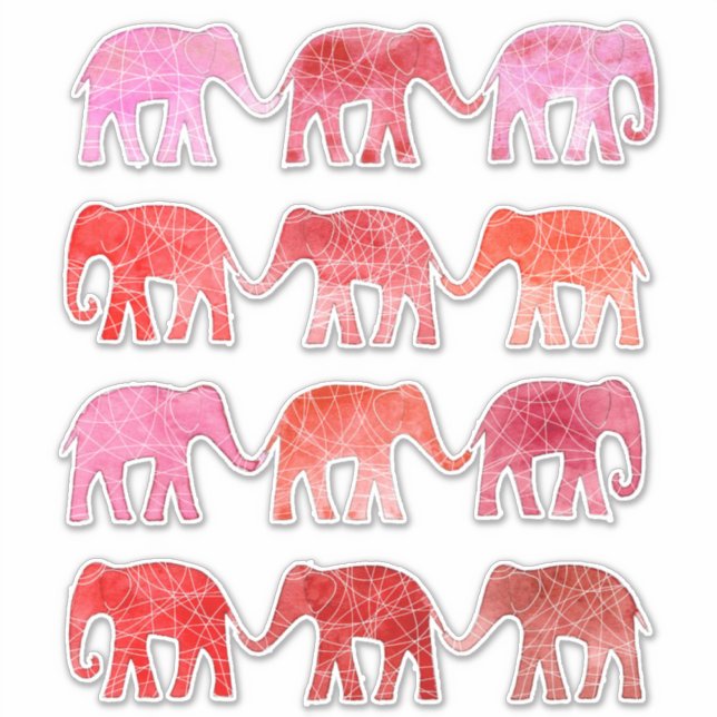 Pegatina Elefantes Pachyderm Watercolor (Anverso)