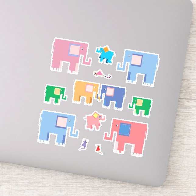Pegatina Elefantes y ratones adorables arte animal (Detalle)
