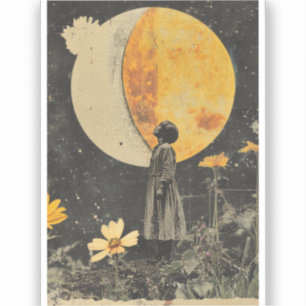 Pegatina Elegancia iluminada por luna - Mujer con luna