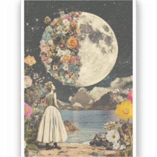 Pegatina Elegancia iluminada por luna - Mujer con luna (2)