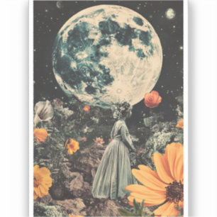Pegatina Elegancia iluminada por luna - Mujer con luna (3)