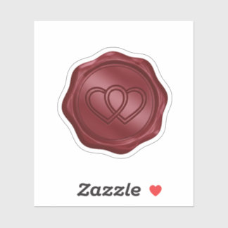 Pegatina Elegant Burgundy Red Faux Wax Seal Heart Envelope 