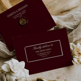Pegatina Elegant Burgundy Wedding Guest Address Labels 